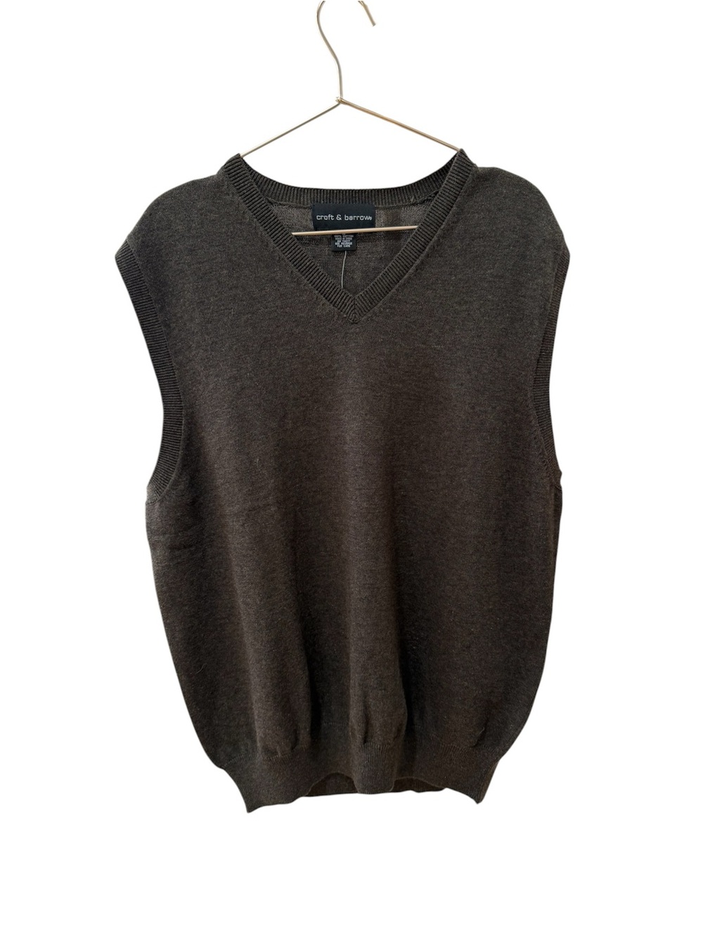 croft & barrow Men's Size Medium Brown V-Neck Sweater Vest. 100% Cotton. BNWT